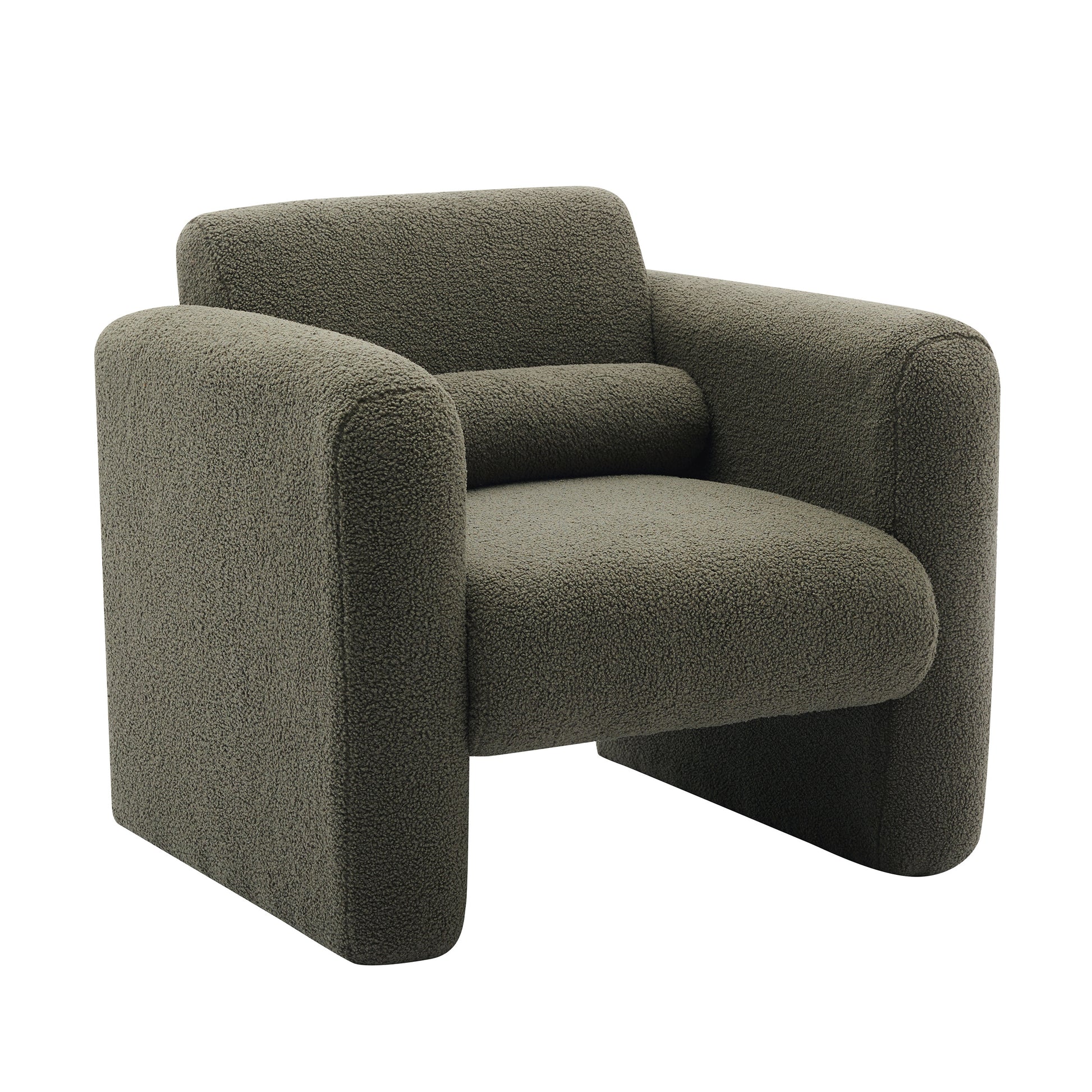 Modern Accent Chair Lambskin Sherpa Fabric Upholstered Comfy Reading Arm Chair Soft Padded Armchair With Back And Pillow For Living Room Bedroom Reception Waiting Room Office,Seaweed Green Seaweed Green Primary Living Space Upholstered
