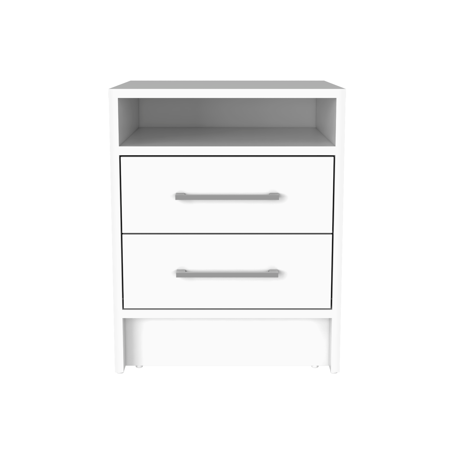 Greter 24" Two Drawer Night Stand With Open Shelf White 2 Drawers Bedroom Rectangle Modern Particle Board