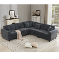 Packaging Upgrade Oversized Modular Sectional Sofa Set, L Shaped Couch,Corduroy ,Upholstered,Deep Seat,5 Seat,5 Throw Pillow And 6 Back Cushion,Living Room, Apartmentgray Gray Polyester Wood Primary