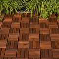 Acacia Wood Interlocking Deck Tiles Checker Pattern, 10Pcs 12