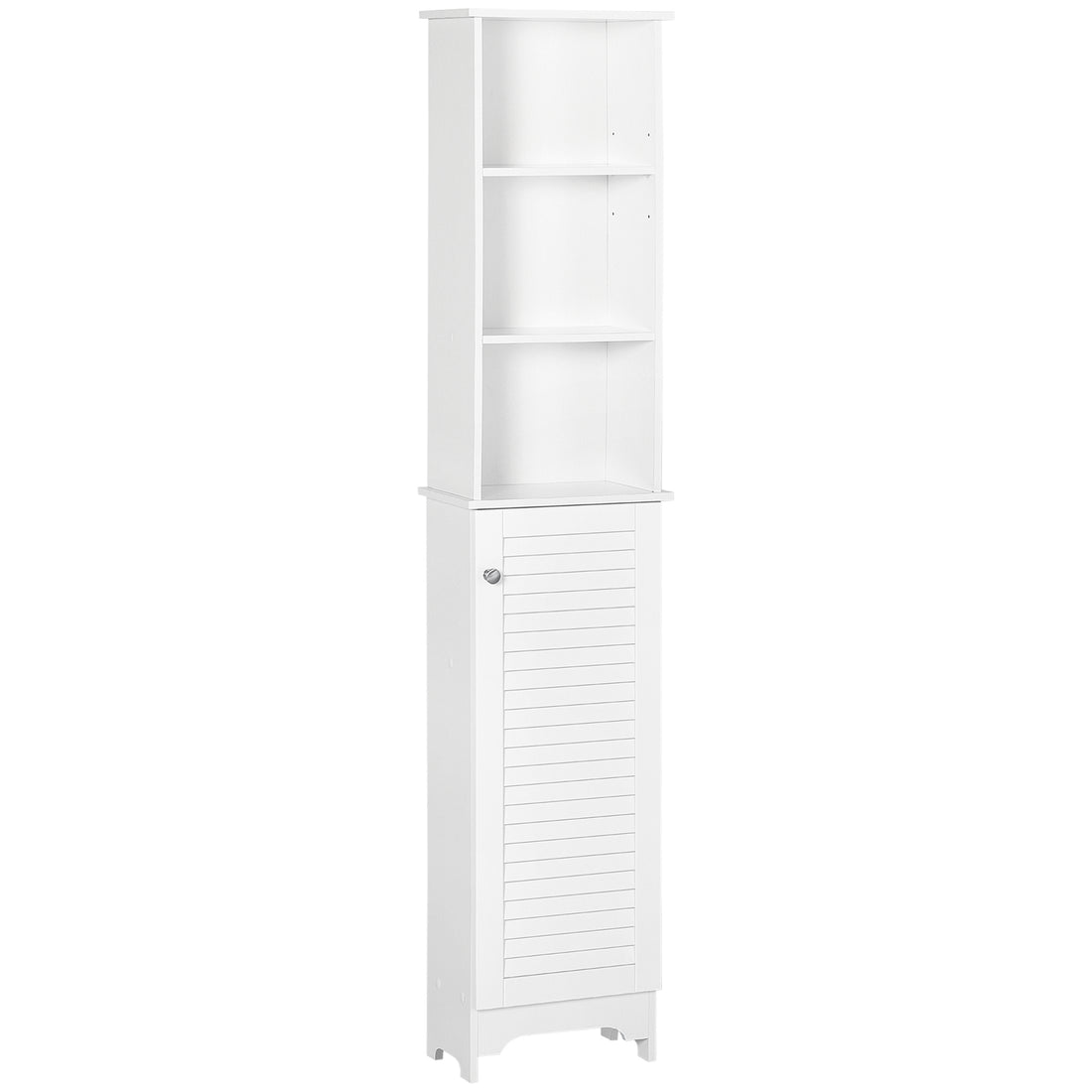 Homcom Tall Bathroom Storage Cabinet Freestanding Linen Tower With 3 Tier Open Adjustable Shelf, White White Mdf