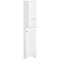 Homcom Tall Bathroom Storage Cabinet Freestanding Linen Tower With 3 Tier Open Adjustable Shelf, White White Mdf