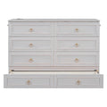 Queen Murphy Bed With Large Drawers,White Queen White Plywood