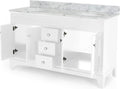 61'' Bathroom Vanity With Marble Top & Double Ceramic Sinks, 3 Drawers, 4 Doors, White White Plywood