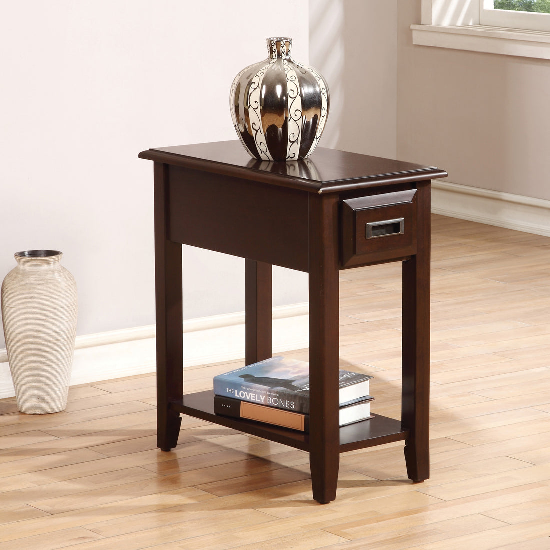 Dark Cherry 1 Drawer Accent Table With Shelf Cherry Primary Living Space Drawers Rectangular Solid Wood
