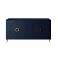 Modern Lacquered 4 Door Wooden Cabinet Sideboard Buffet Server Cabinet Storage Cabinet, For Living Room, Entryway, Hallway, Office, Kitchen And Dining Room, Navy Blue Lacquered Navy Blue Adjustable Shelves Engineered Wood