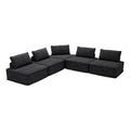 Luxury Chenille L Shaped Modular Sofa With Hidden Legs, Adjustable Cushions, And Spring Seats Perfect For Modern Living Room Black Color 5Pieces Black Chenille 5 Seat