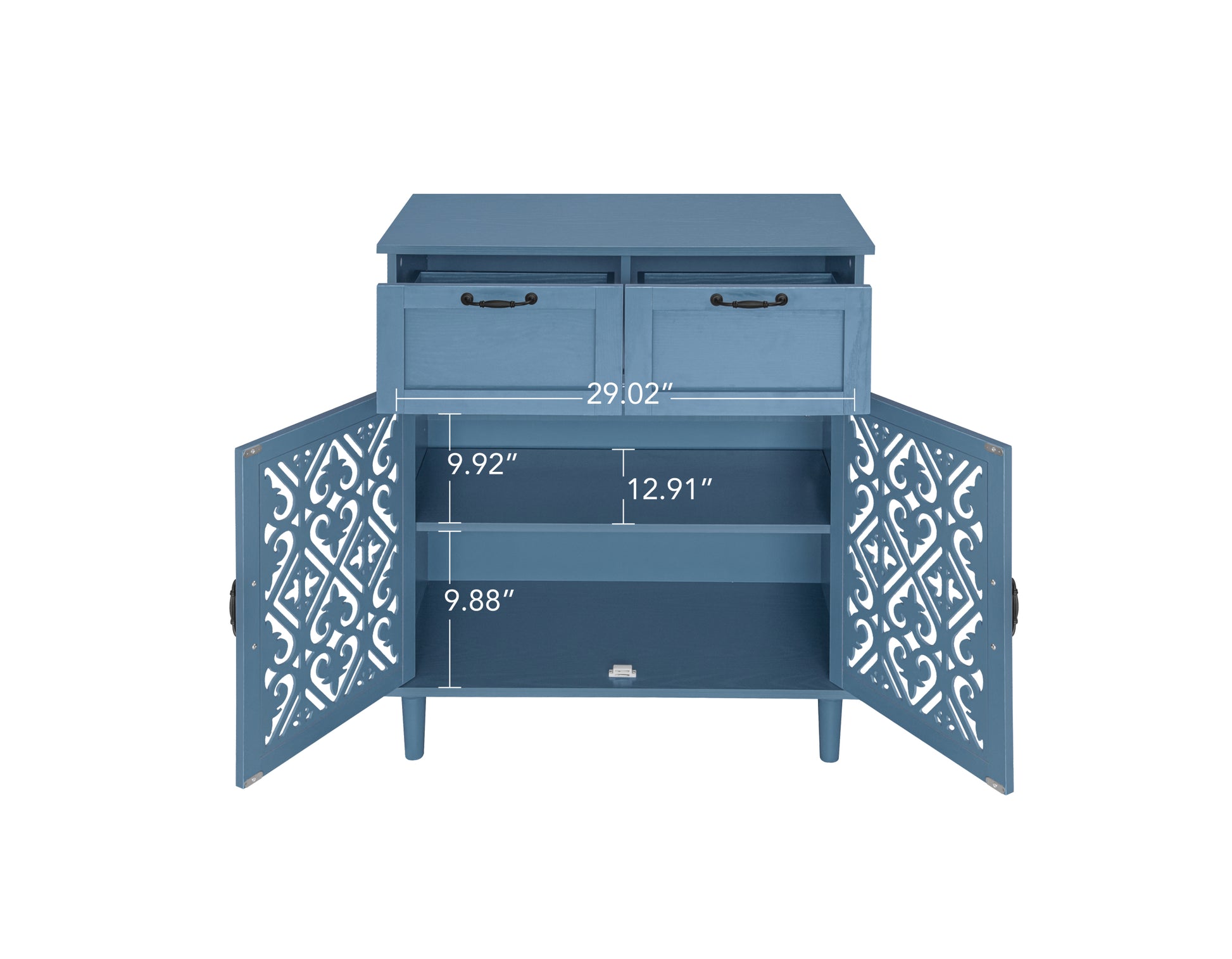 2 Door 2 Drawer Cabinet, American Furniture, Suitable For Bedroom, Living Room, Study Blue Mdf