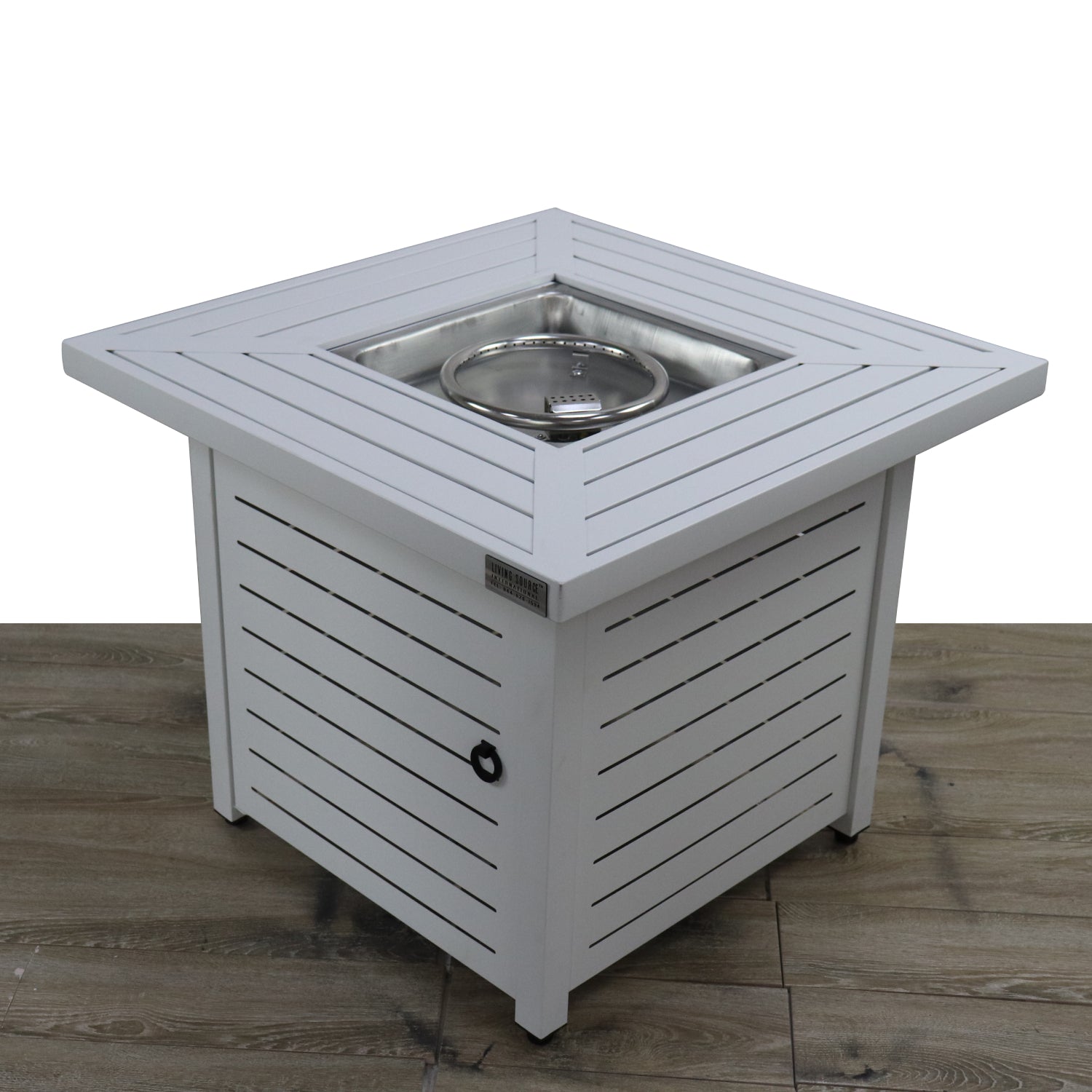 25" H X 30" W Steel Propane Natural Gas Fire Pit Table Antique White Gray Garden & Outdoor Modern Stone Steel