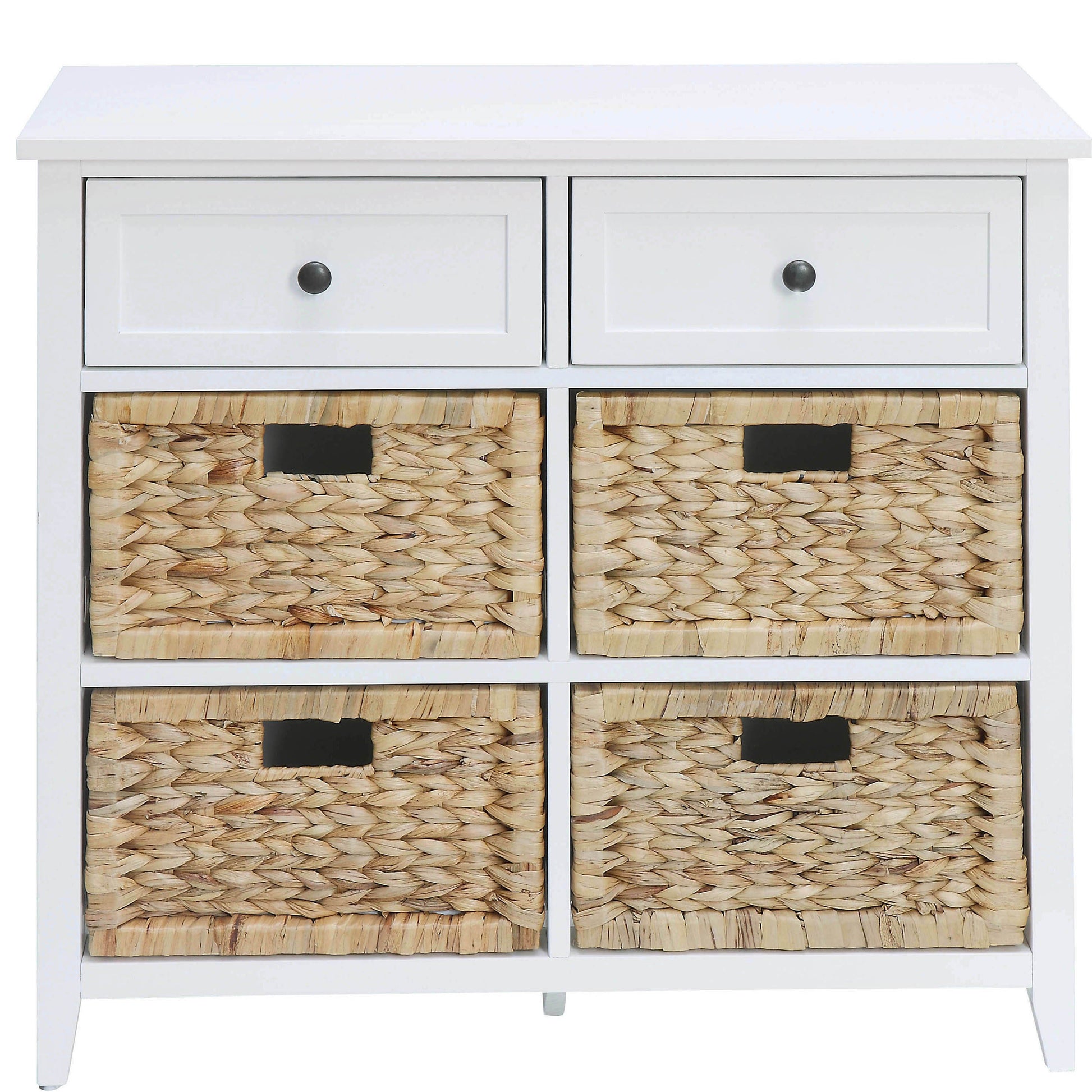 White 6 Drawer Console Cabinet Freestanding 5 Or More Drawers Wicker White Primary Living Space Drawers Included Transitional Mdf