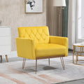 Coolmore Velvet Armchair Single Sofa Modern Tufted Upholstered Side Reading Chairs With Arm And Gold Metal Leg For Living Room Bedroom Mustard Mustard Foam Velvet