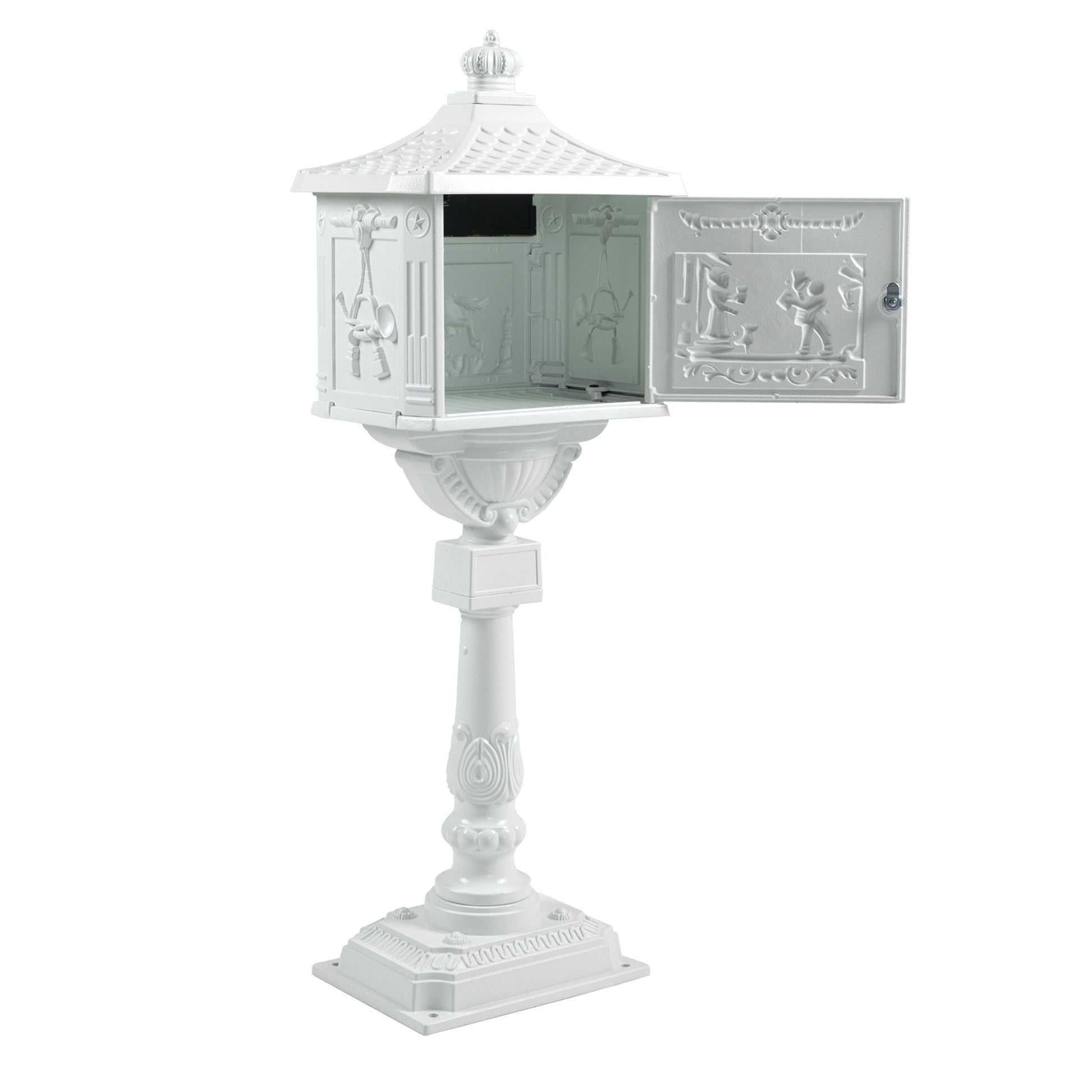 Mailbox Cast Aluminum White Mail Box Postal Box Security Heavy Duty White Aluminium