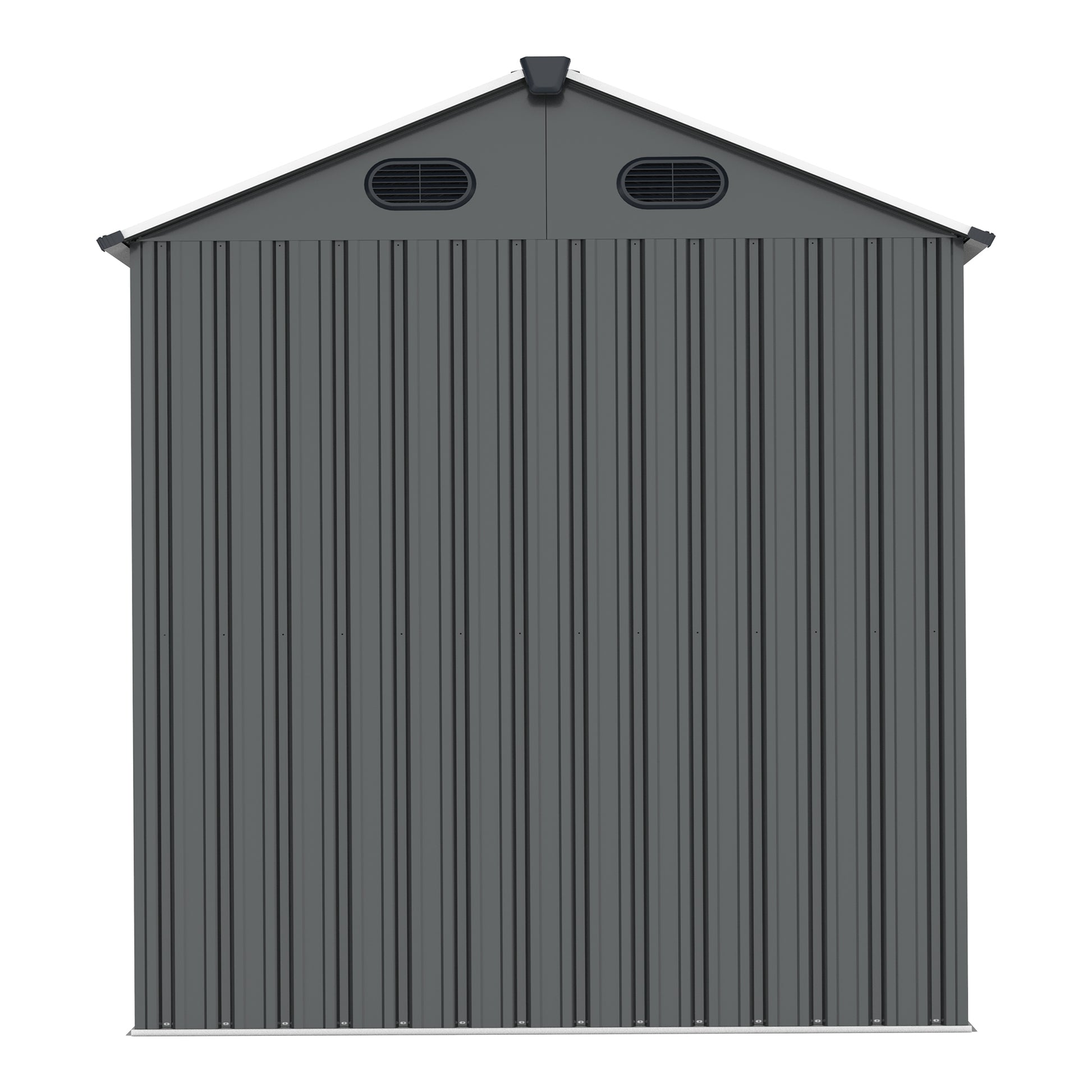 8X6 Ft Metal Outdoor Storage Shed With Window, Floor Base, Air Vents And Double Hinged Door Dark Grey Steel