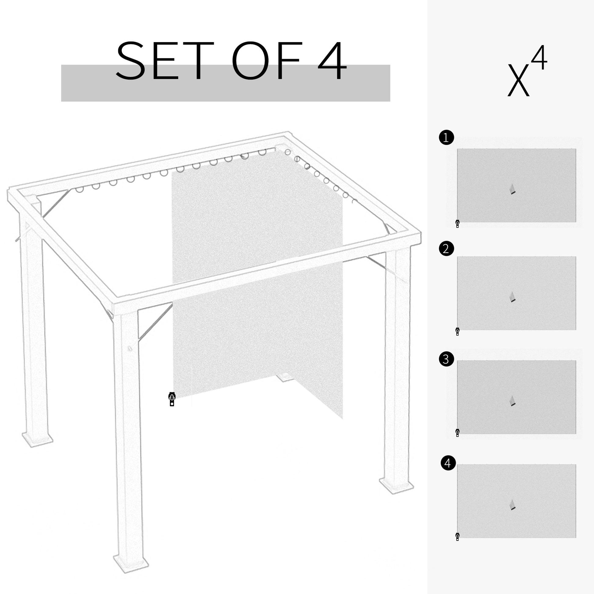 Outsunny 10' X 12' Universal Gazebo Sidewall Set With Panels, Hooks And C Rings Included For Pergolas And Cabanas, Dark Brown Brown Polyester