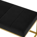 Modern Tufted Channel Entryway Bench Emerald Velvet Upholstered End Of Bed Bench With Metal Frame,Footboard Bench For Living Room, Bedroom Black Foam Velvet