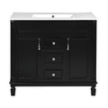 36'' Bathroom Vanity With Top Sink, Modern Bathroom Storage Cabinet With 2 Soft Closing Doors And 2 Drawers, Single Sink Bathroom Vanity Black Bathroom Modern Mdf Ceramic,Solid Wood Mdf