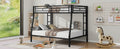 Full Xl Over Queen Metal Bunk Bed With Ladder And Guardrails, Black Box Spring Not Required Full Xl Black Metal Metal