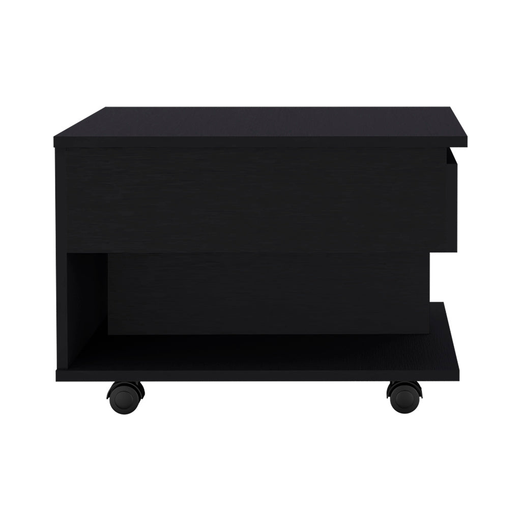 Luanda Lift Top Coffee Table, Casters, One Shelf Black Black Primary Living Space Modern Freestanding Rectangular Shelves Coffee & End Tables Rectangular Particle Board Particle Board