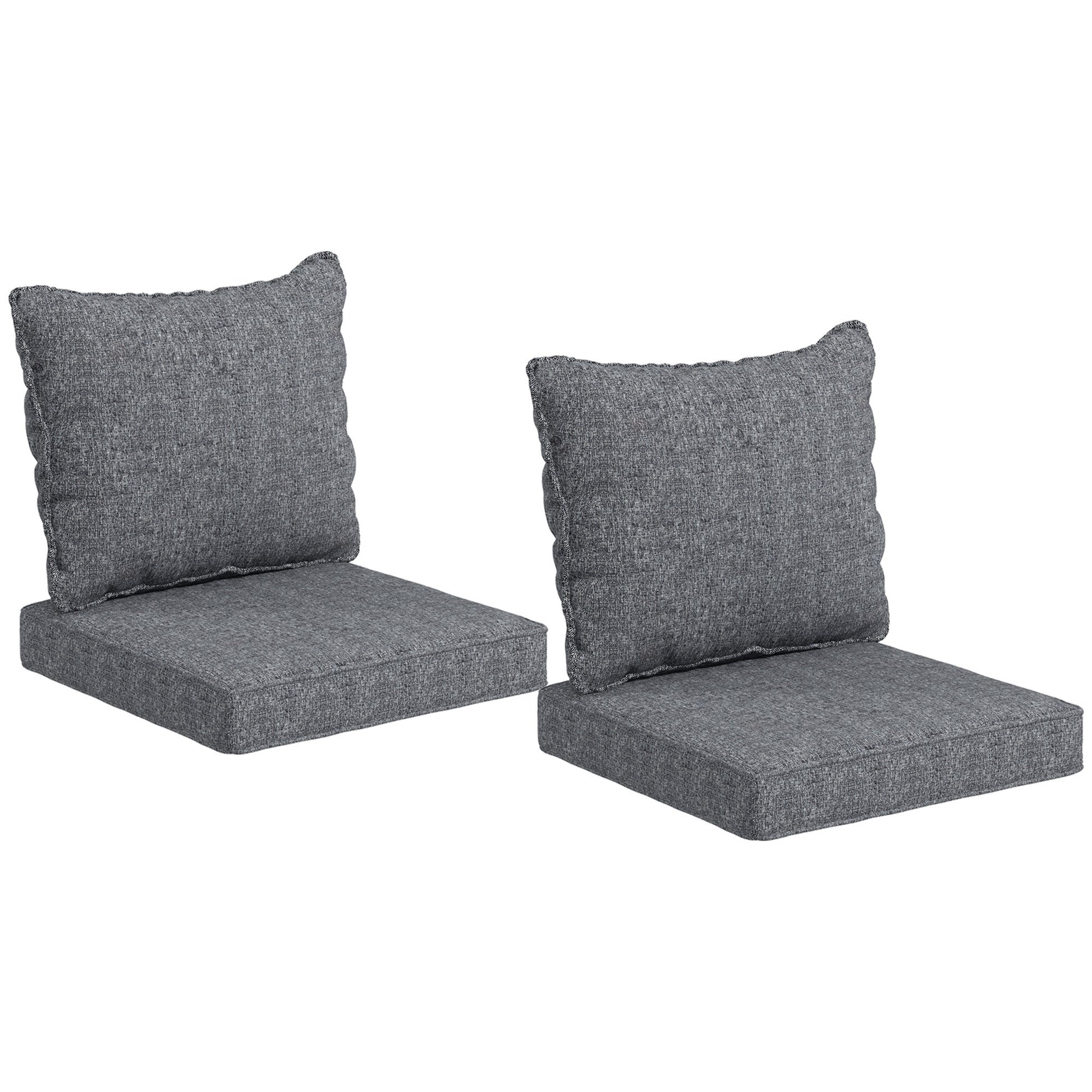 Outsunny 4 Piece Patio Chair Cushion And Back Pillow Set, Seat Replacement Patio, Cushions Set For Outdoor Garden Furniture, Gray Gray Fabric