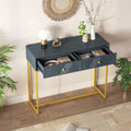 Modern Sleek Console Table Two Drawers With Stripe Design For Living Room And Entryway Grey Grey Mdf