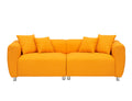 89 Inch Sofa For Living Room, Fashion Sofa With Metal Legs, 3 Seater Sofa, Solid Wood Frame Couch With 4Pillows, For Apartment Office Living Room Yellow Yellow Cotton Linen,Teddy 3 Seat