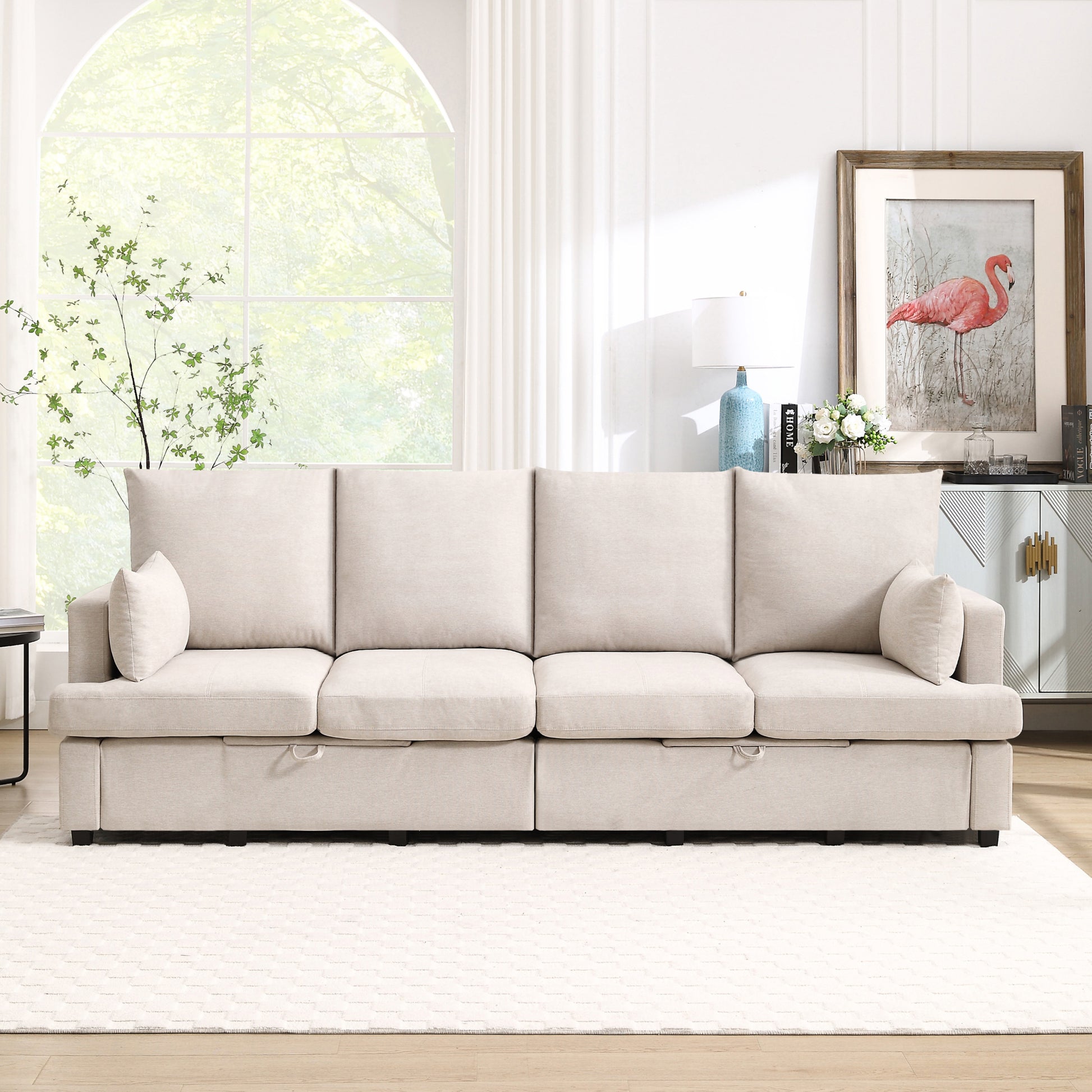 Modern Modular Sofa, Seat Chenile Sectional Couch Set With Pilows