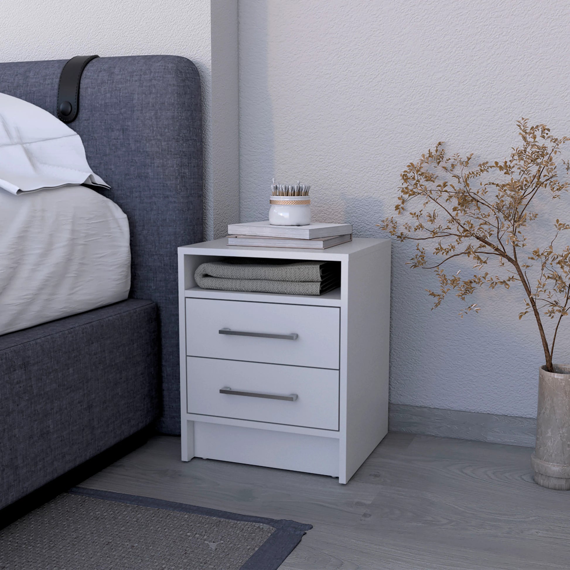 White 2 Drawer Nightstand White 2 Drawers Bedroom Drawers White Melamine