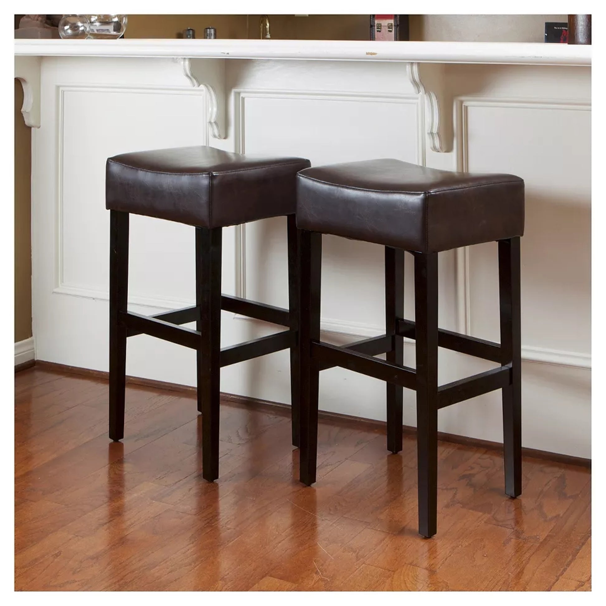 Old Sku: 74504.00 Set Of 2, 30" Backless Leather Counter Height Barstool Brown Set Of 2 Leather