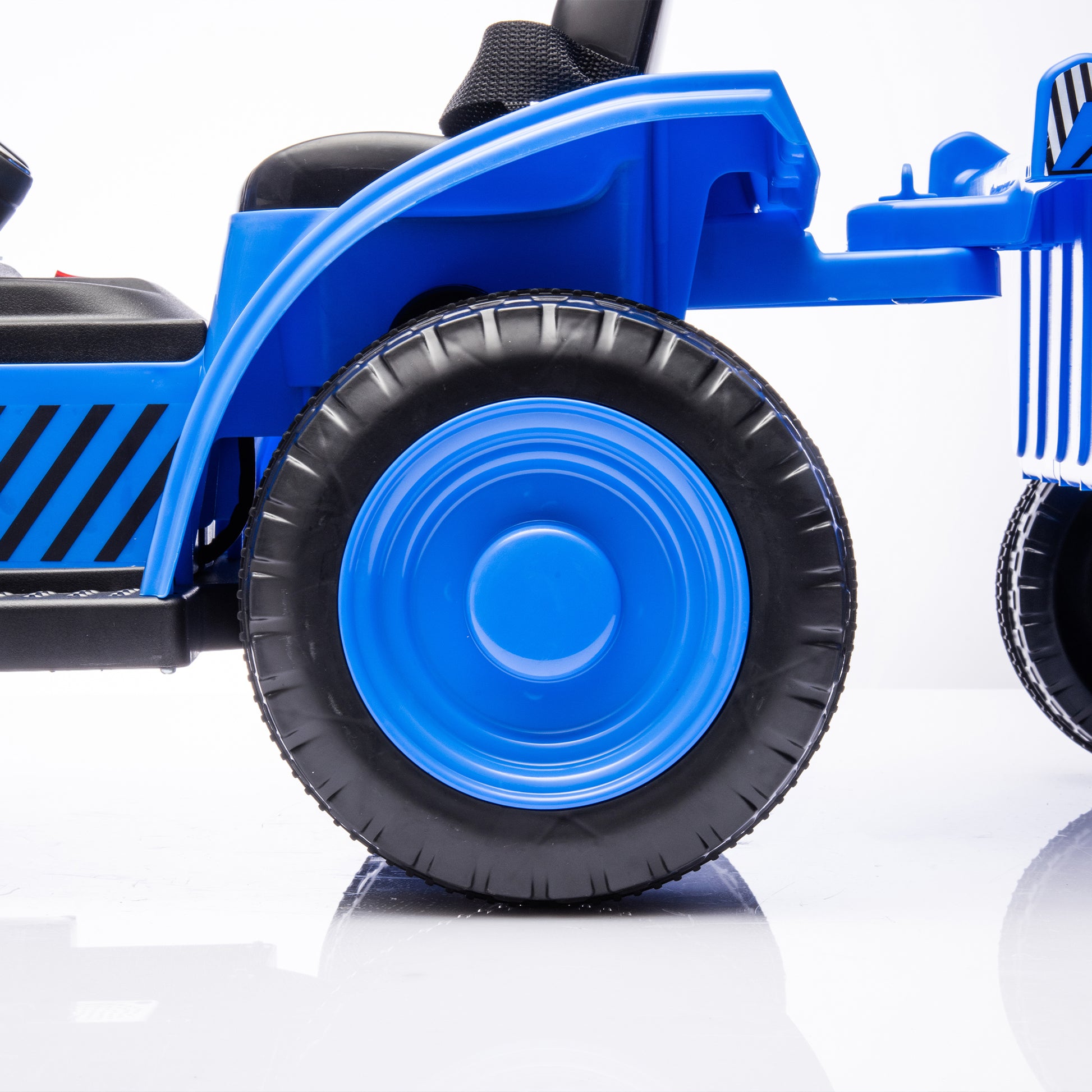 12V Kids Ride On Electric Tractor Black Knight,Kids Ride On Toy.2Wd,Non Skid Tires, Steering Wheel, Foot Pedal,With Removable Storage Tug,Light,Bluetooth,Music,Mp3,Usb,Power Display For Kids Aged 2 3. Blue 50 99 Lbs Polypropylene