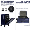 Luggage,With Front Opening,Tsa Approved Lock,Hardshell Suitcase,Blue Aqua Blue Abs Pc