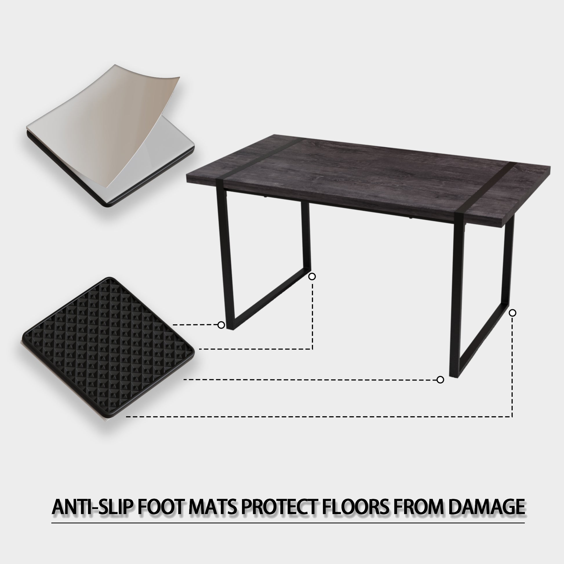 Mdf Black Wooden Dining Table And Modern Dining Chair 4 Piece Set, Medieval Wooden Kitchen Dining Table Set, Rectangular Metal Base, Dining Table And Suede Chair Brown Green Mdf