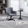 Modern Velvet Desk Chair Swirl Office Chair No Wheels Comfy Computer Task Chair Metal Legs Upholstered Accent Arm Chair For Living Room Bedroom Small Spaces Home Office, Grey Grey Bedroom Foam Velvet