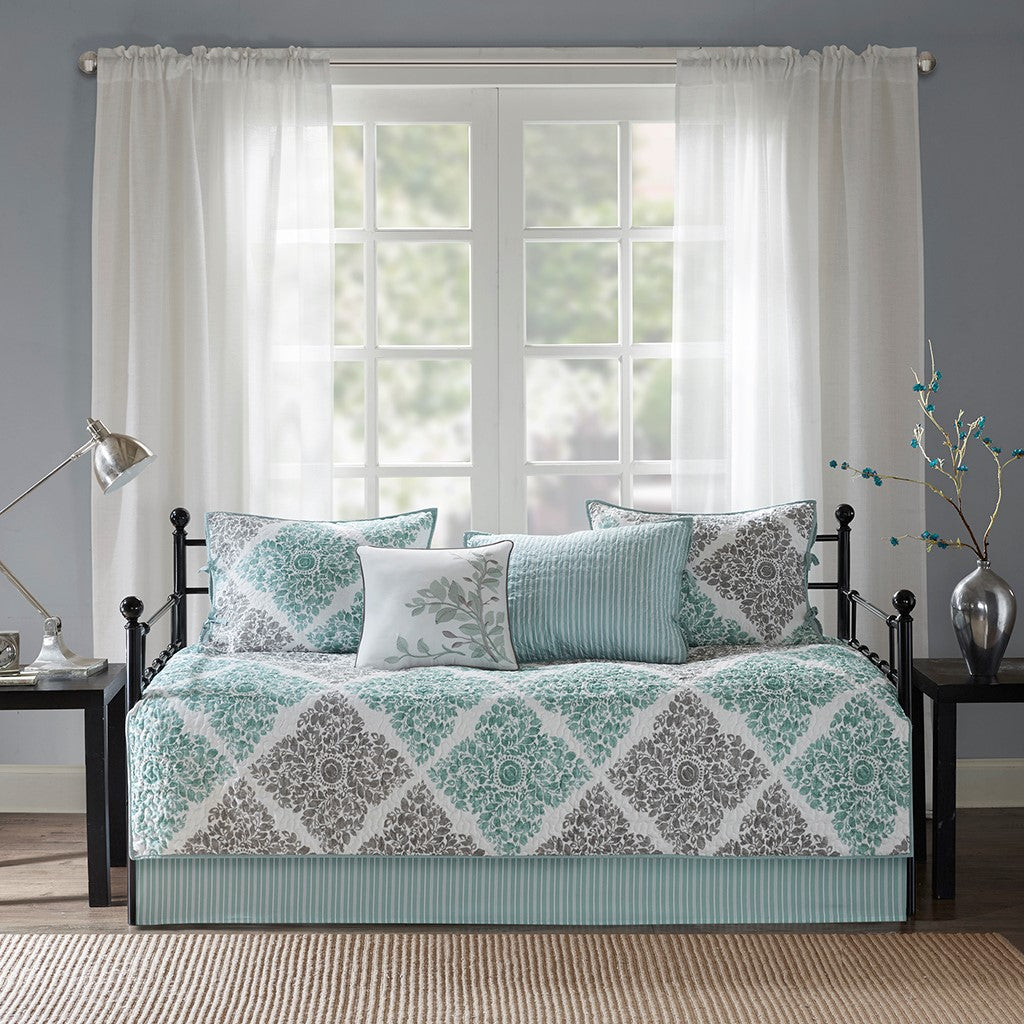 6 Piece Reversible Daybed Cover Set Aqua Daybed Aqua Cotton