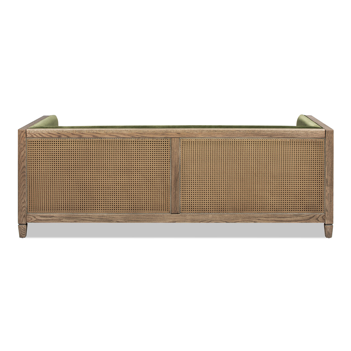 Georgia 81" Cane Rattan Tuxedo Sofa, Olive Green Performance Velvet Olive Green Foam Wood Fabric Rattan 2 Seat
