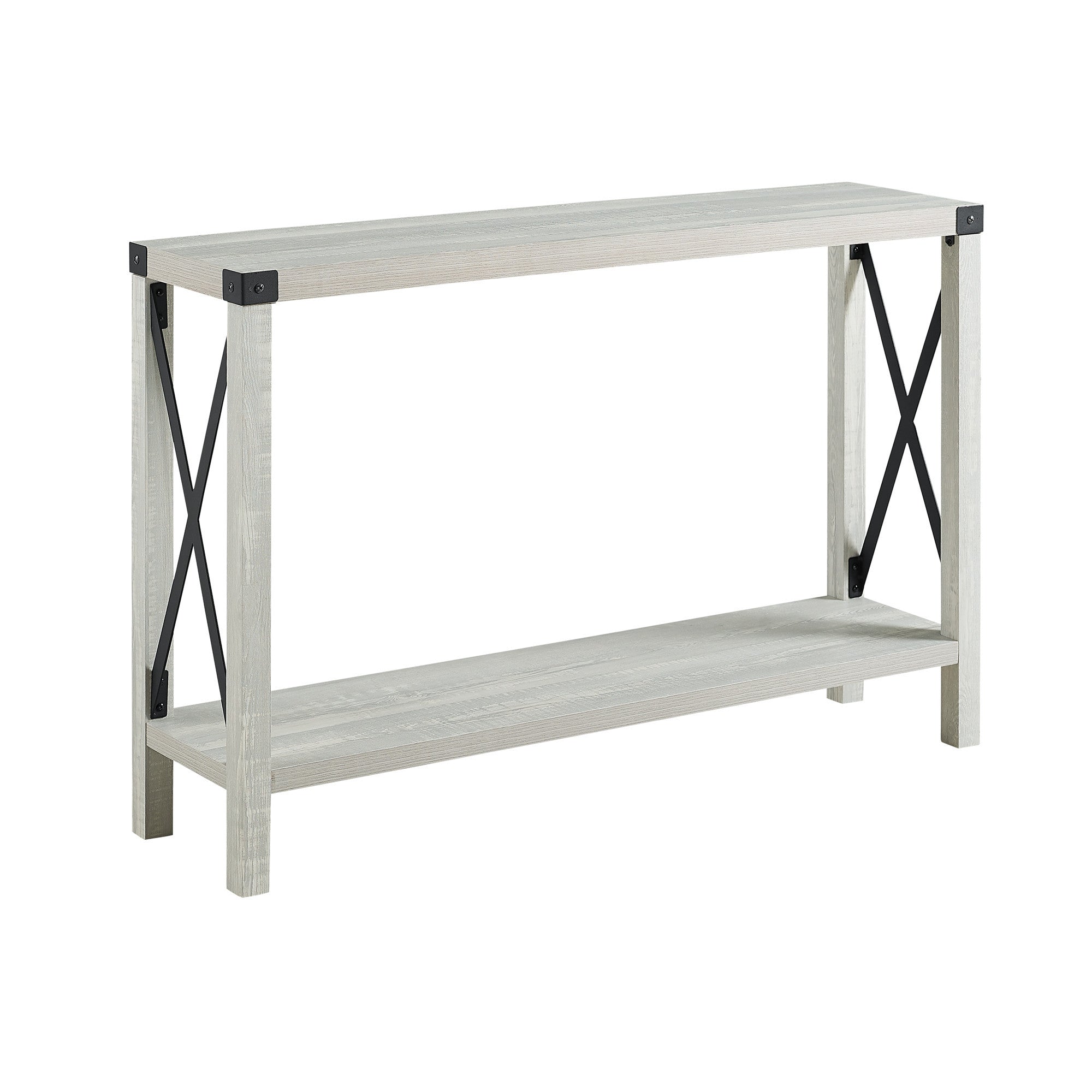 Modern Farmhouse Metal X Entry Table With Lower Shelf Stone Grey Stone Gray Mdf