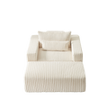 75 Inch Corduroy Sponge Sofa Lounge Chair With Removable Footrest,No Assembly Required,Fluffy Modern Sleeper Chair For Indoor Living Room Bedroom Beige Foam Corduroy 1 Seat