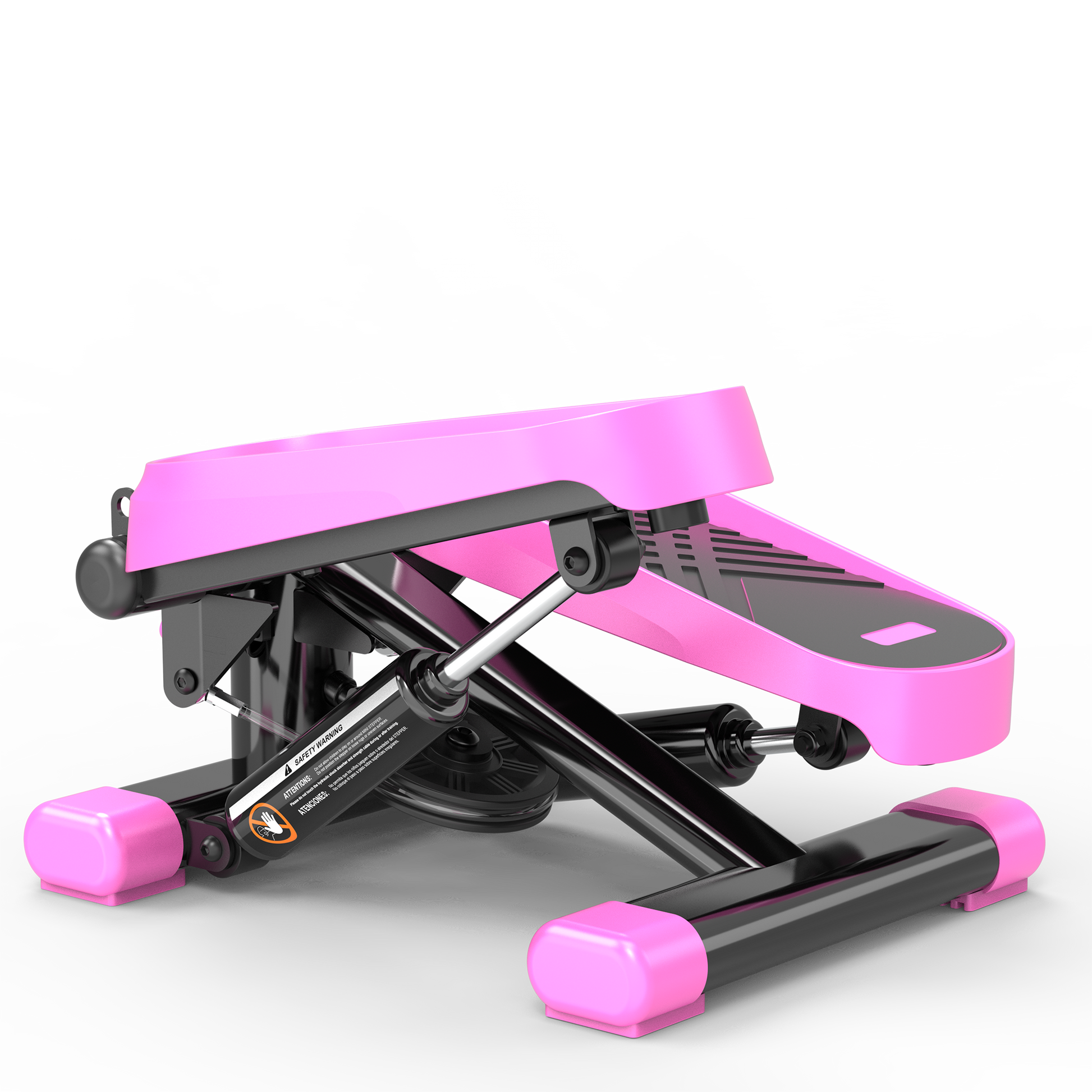 Home Office Exercise 330Lbs Capacity Mini Stepper With Resistance Bands And Lcd Monitor Pink Black Steel