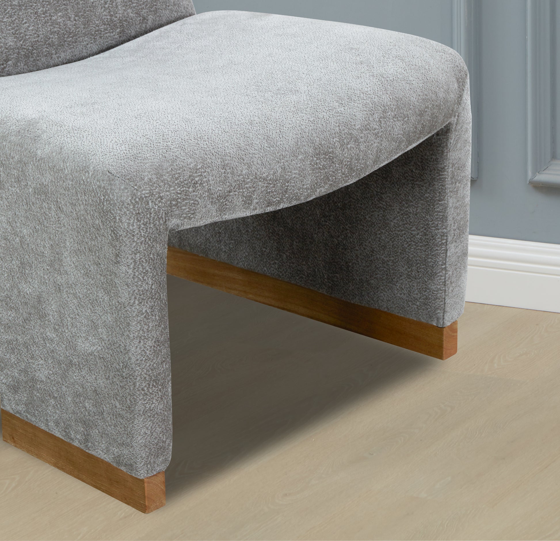 Comfy Accent Chair, Upholstered Slipper Chair, Armless Chair With Wood Legs And Soft Fabric For Living Room, Bedroom, Grey Gray Foam Wood Fabric