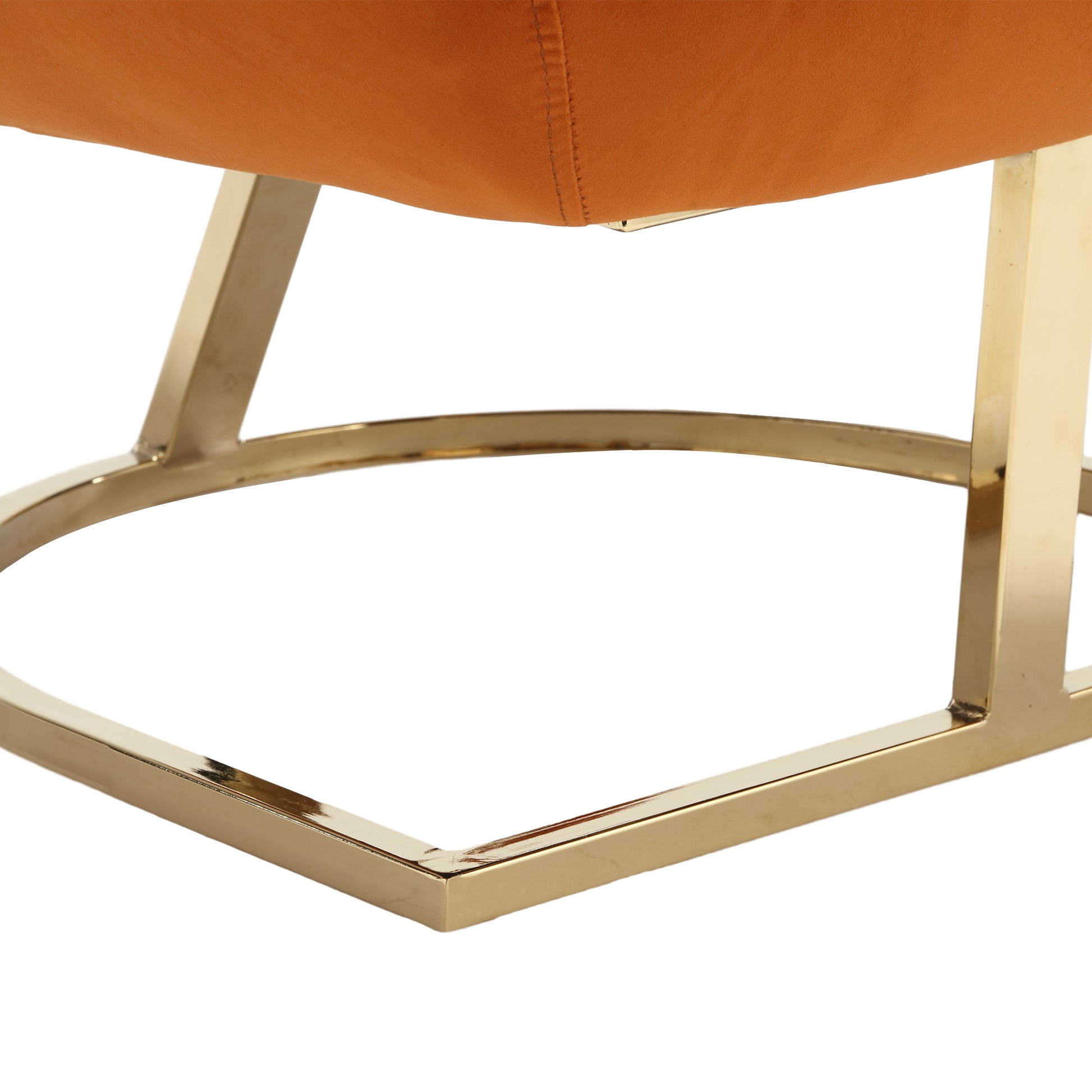 Coolmore Upholstered Tufted Living Room Chair Textured Linen Fabric Accent Chair With Metal Stand Orange Velvet