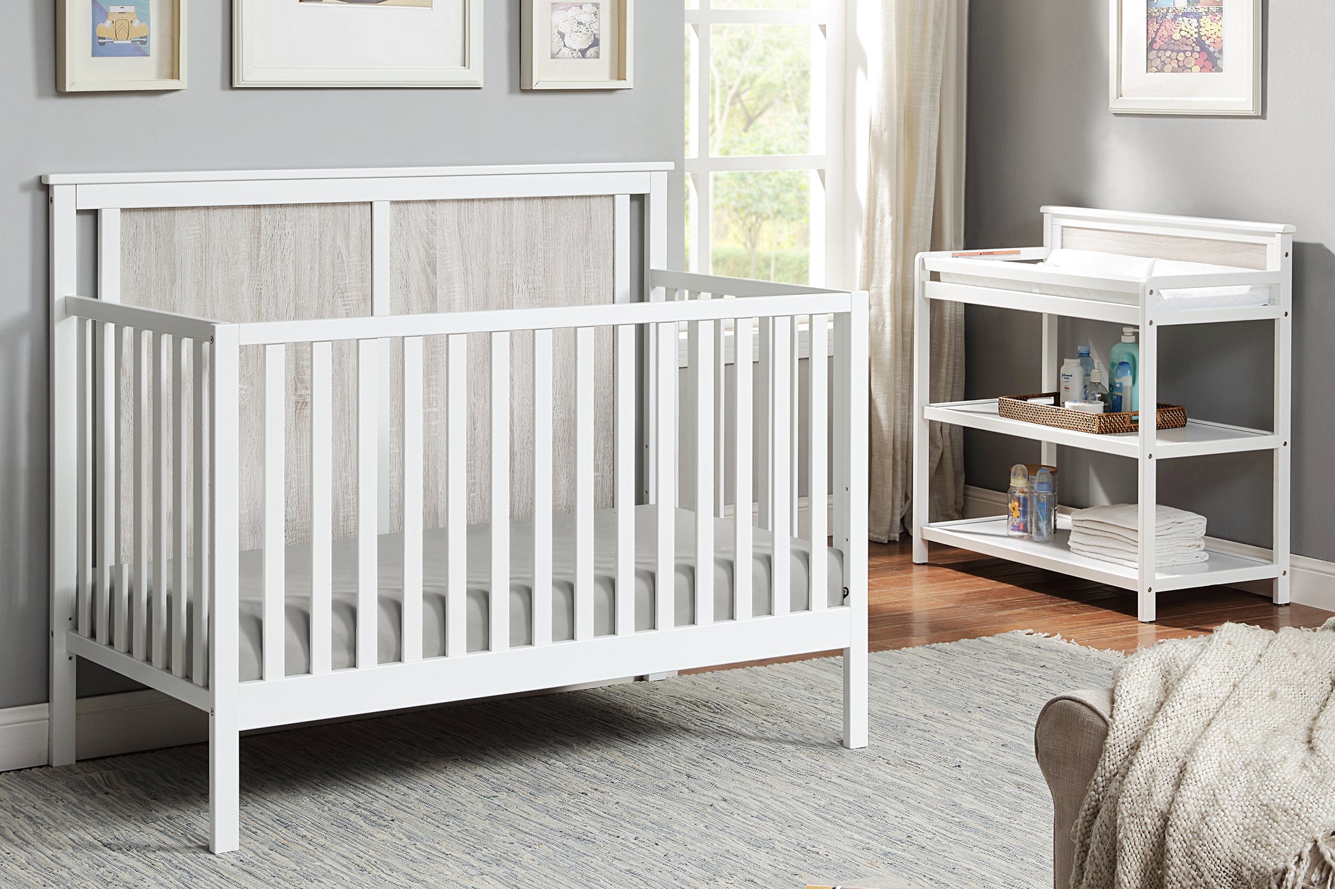 Connelly Changing Table White Rockport Gray White Gray Wood