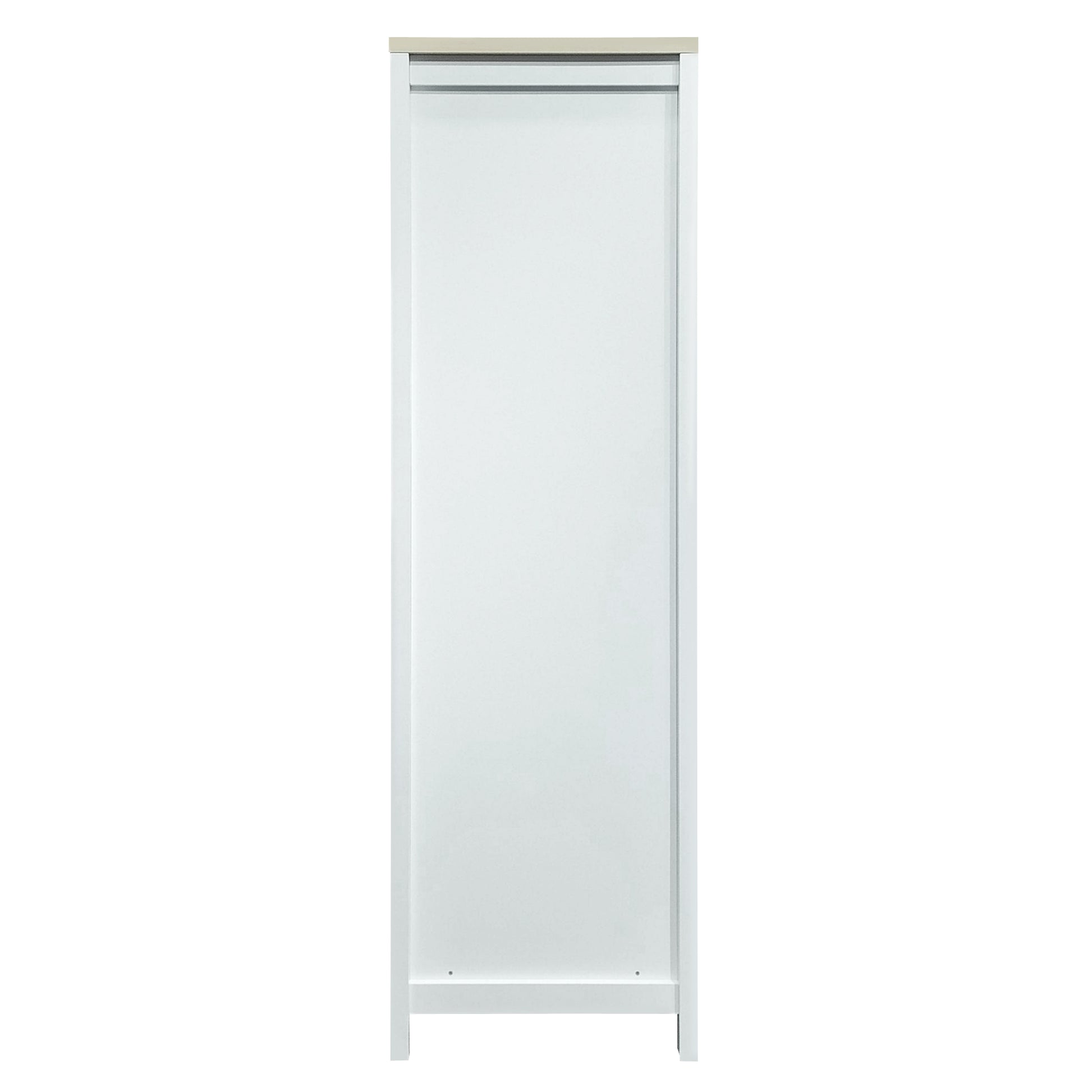 Bedroom Storage Wardrobe With Hanging Rods And 2 Drawers And Open Shelves,Sliding Door,White White Mdf