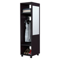 Black 3 Shelf Wardrobe With Mirror And Open Storage Black Particle Board Melamine