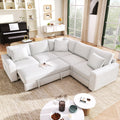 4 Seat L Shaped Modular Sofa With Thick Backrest And Seat Cushions, Suitable For Living Rooms, Offices Beige Wood Polyester 4 Seat