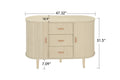 Sideboard Buffet Storage Cabinetaccent Cabinet With Smoothly Sliding Tambour Doorsmodern Kitchen Buffet Cabinet With 3 Drawer And 2 Doors For Living Room Dining Room Natural Mdf