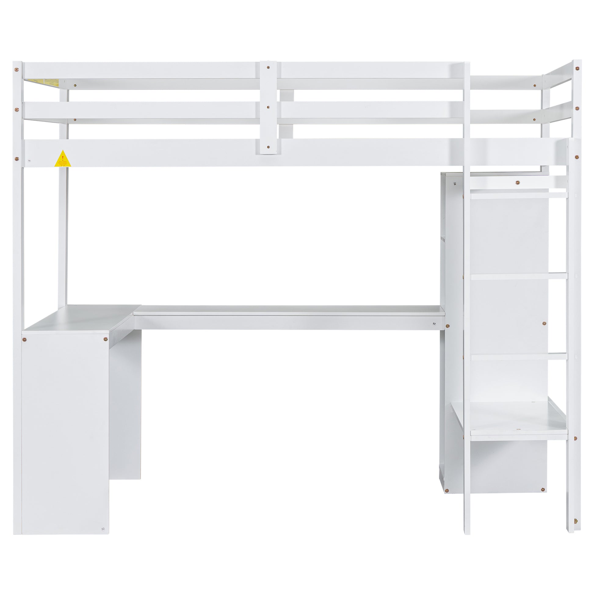 Twin Size Loft Bed With L Shaped Desk, Wardrobe And Storage Shelves, White Expected Arrival Time: 8.31 Box Spring Not Required Twin White Wood Bedroom Solid Wood Mdf