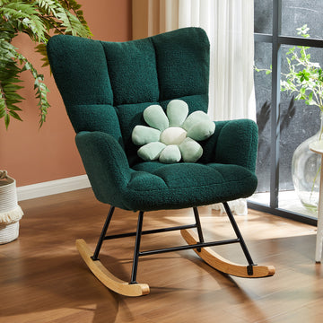 Rocking Chairs, 26" D X 37" W X 39" H,Green Green Metal & Wood