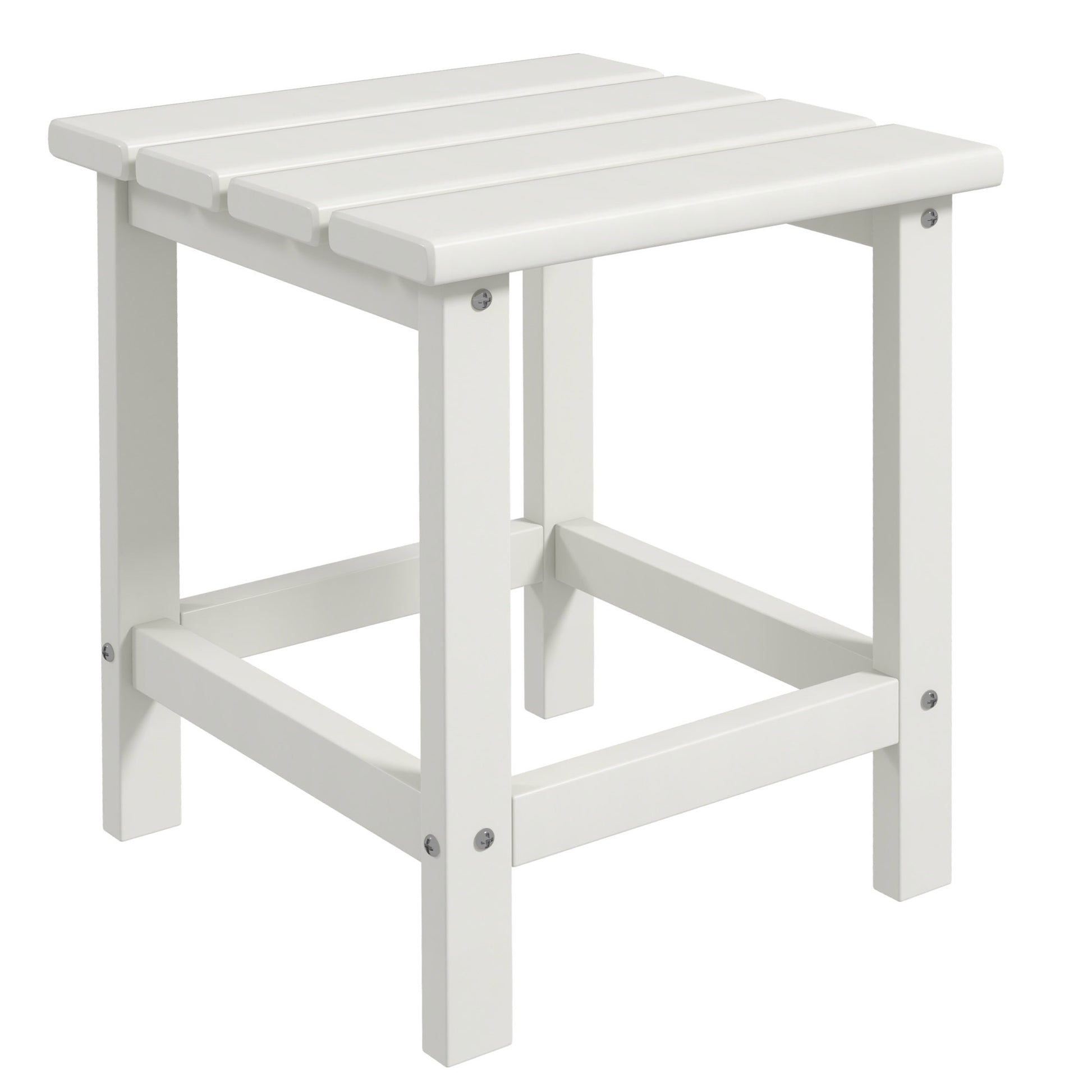 Outsunny Adirondack Side Table, Square Patio End Table, Weather Resistant 15" Outdoor Hdpe Table For Porch, Pool, Balcony, White White Hdpe