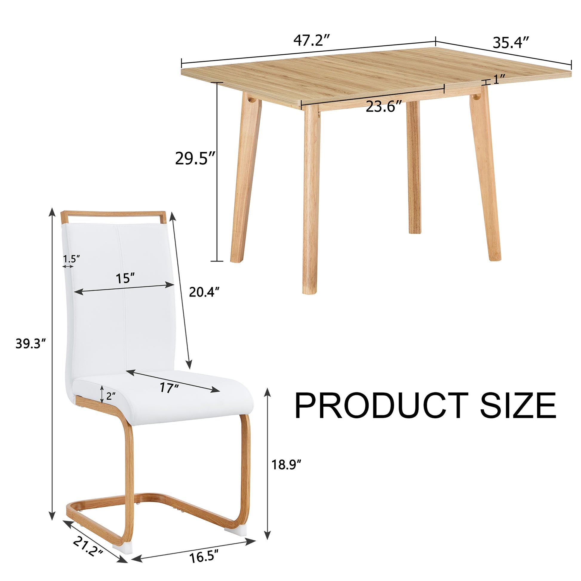 Wood Colored Mfc Desktop With Rubber Wooden Legs, Foldable Computer Desk, Foldable Office Desk, Modern Pu Leather High Backrest Soft Cushion Side Chair With Wood Grain Metal Legs. Zd 1545 C 1162 Wood Wood