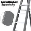 Fiberglass Step Ladder 4 Steps 250Lbs Black Grey Fiberglass