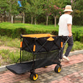 Big Large Capacity Folding Cart Extra Long Extender Wagon Cart Folding Wagon Garden Shopping Beach Cart Black Orange Black Garden & Outdoor Iron,Oxford Fabric